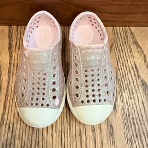 Native Shoes Kids Glitter Slip-On Water Shoes - Pink and White
